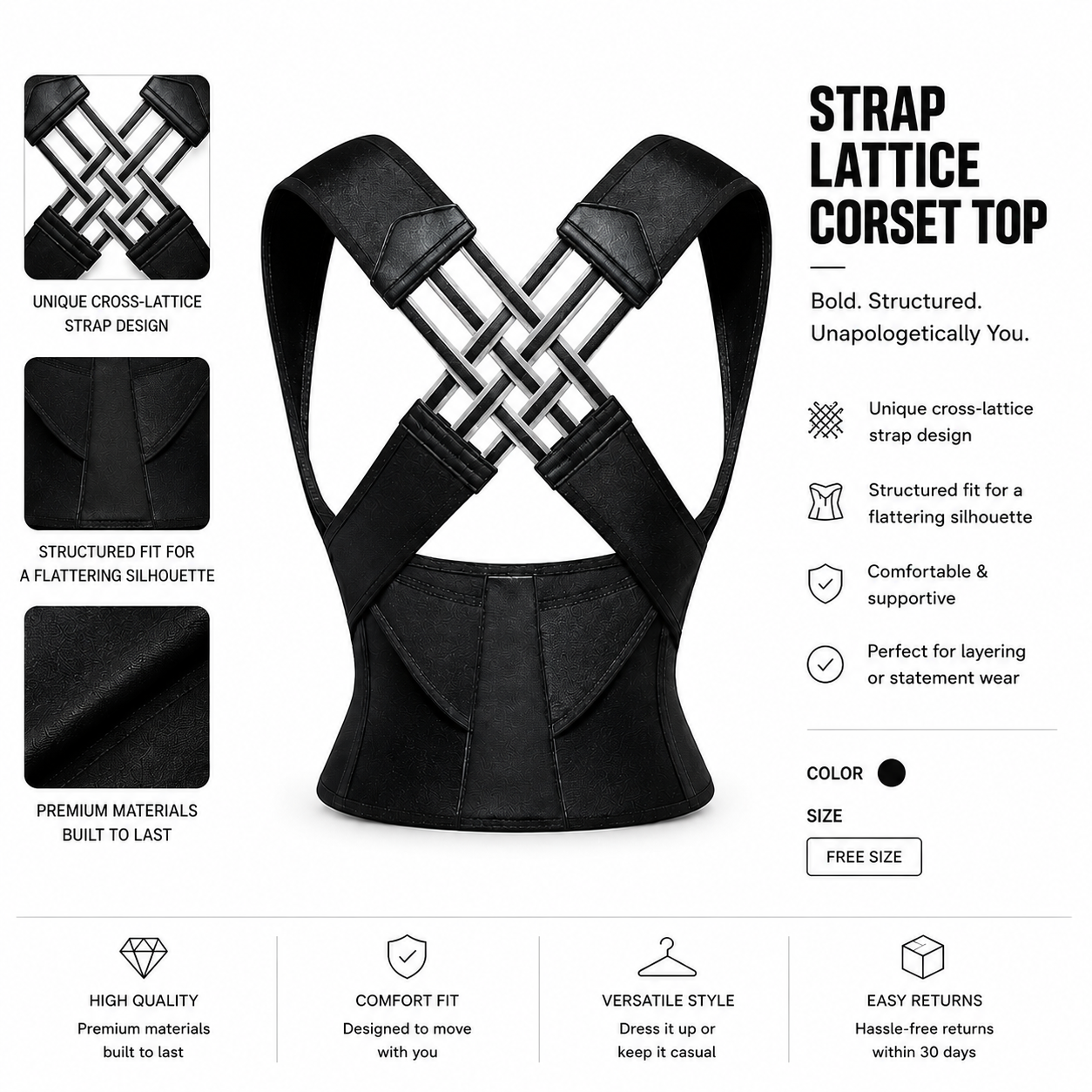 Posture Corrector Belt for Men & Women – Back & Shoulder Support, Free Size