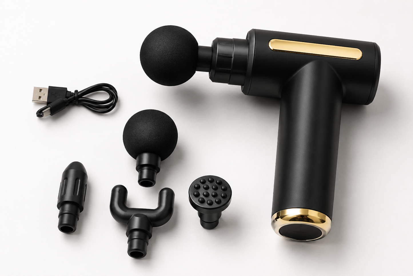 Portable Deep Tissue Massage Gun with 4 Massage Heads – Full Body Muscle Massager for Pain Relief & Recovery