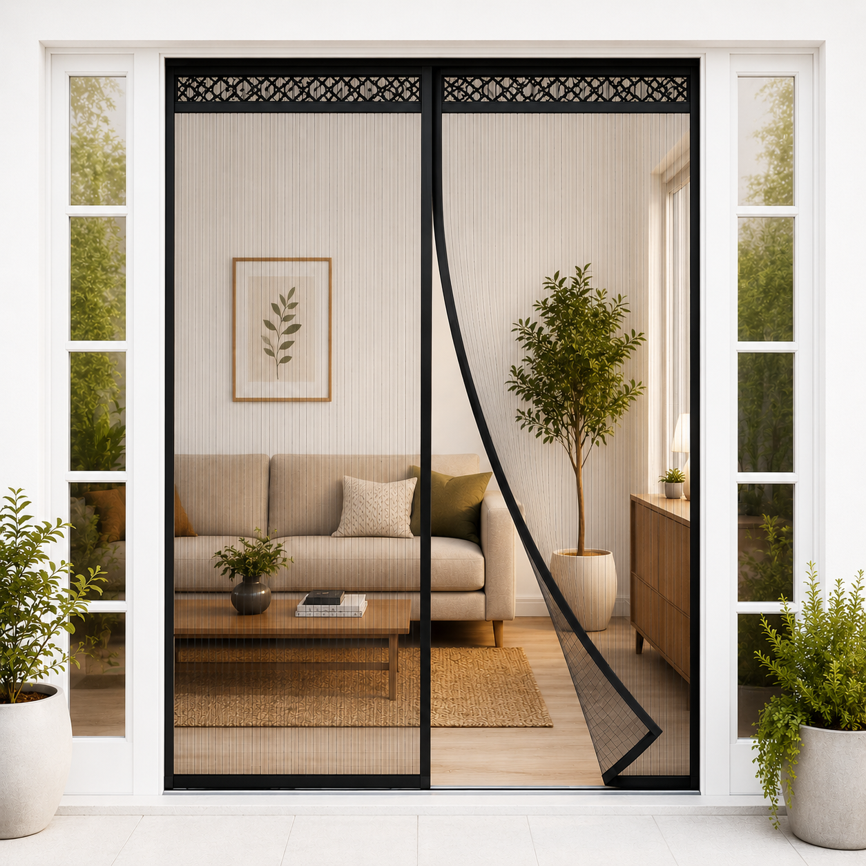 Magnetic Door Mosquito Net Premium Quality– Full Mesh Insect Protection Curtain (Black)