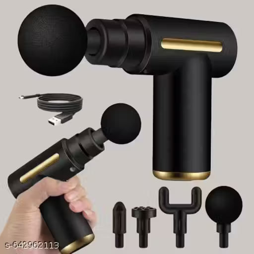 Portable Deep Tissue Massage Gun with 4 Massage Heads – Full Body Muscle Massager for Pain Relief & Recovery