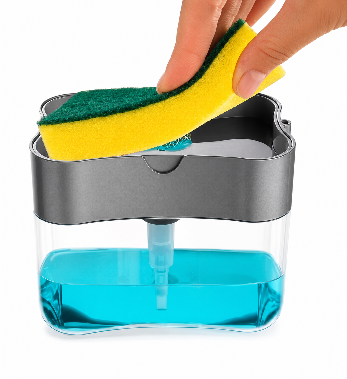 Soap Dispenser with Sponge Holder – 400ml Kitchen Liquid Pump