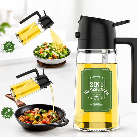 2 In 1 Oil Sprayer & Dispenser Bottle for Kitchen