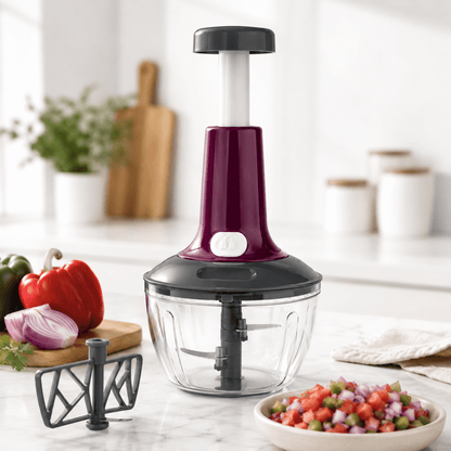 Push Chopper 650ml Stainless Steel Blade Quick Hand Chopper Vegetable & Fruit Chopper