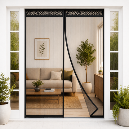 Magnetic Door Mosquito Net Premium Quality– Full Mesh Insect Protection Curtain (Black)