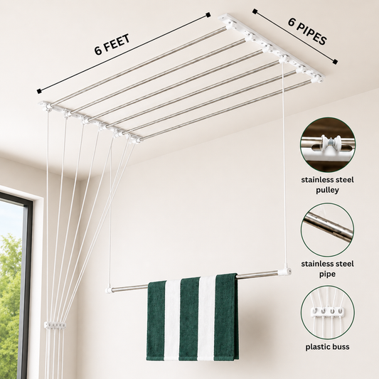 Premium Ceiling Mounted Stainless Steel Clothes Drying Hanger