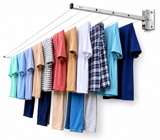 Wall Mounted Foldable Cloth Drying Rack – 5 Tier Clothes Stand for Balcony & Laundry