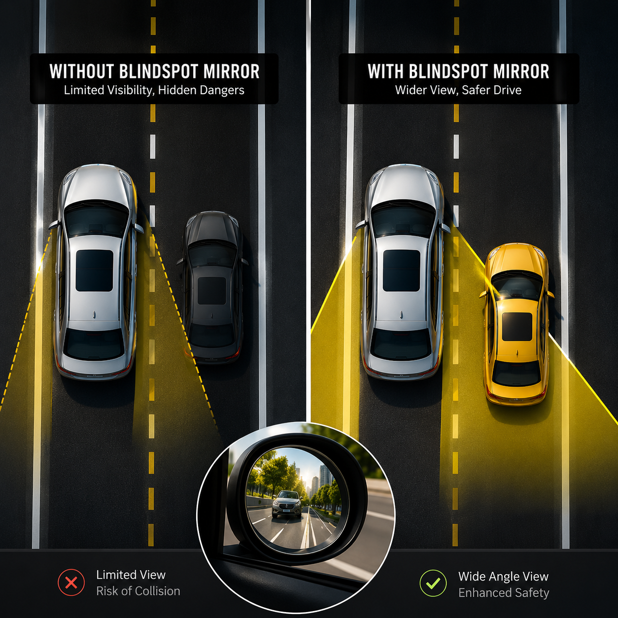 2 Pack Of 360 DEGREE BLIND SPOT ROUND WIDE ANGLE ADJUSTABLE CONVEX REAR VIEW MIRROR Side & Blind Spot Mirrors