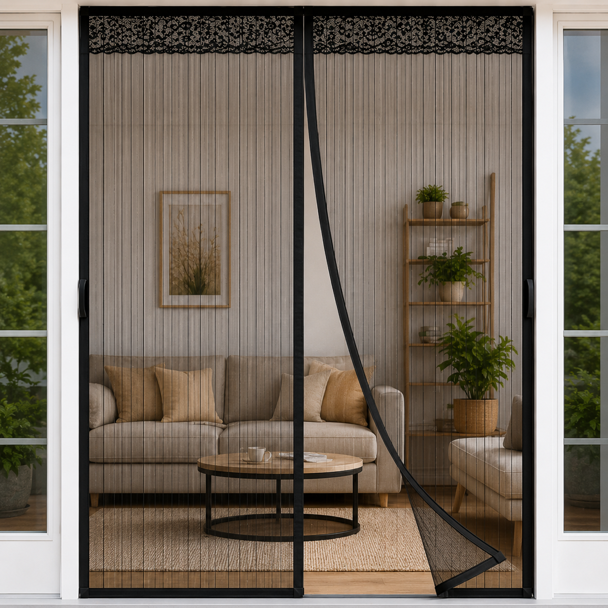 Magnetic Door Mosquito Net Premium Quality– Full Mesh Insect Protection Curtain (Black)