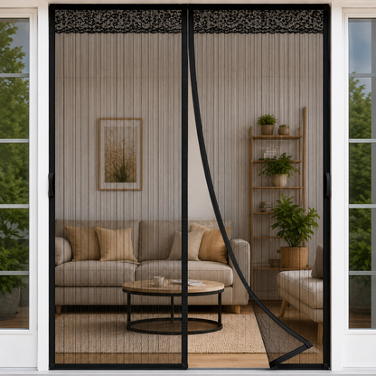 Magnetic Door Mosquito Net Premium Quality– Full Mesh Insect Protection Curtain (Black)