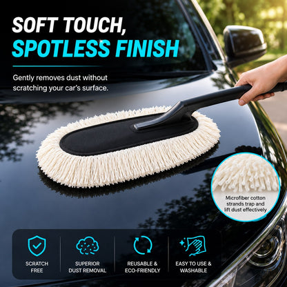 Premium Microfiber Car Duster Brush | Scratch-Free Dust Remover for Cars, Bikes & SUVs.