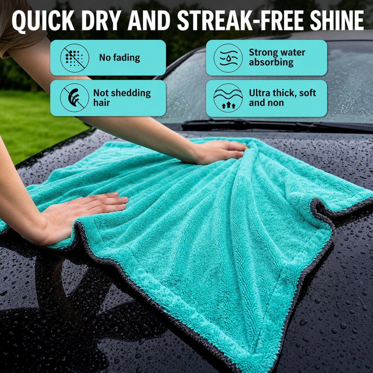 1200 GSM Twisted Loop Microfiber Car Drying Cloth | Super Absorbent & Scratch-Free