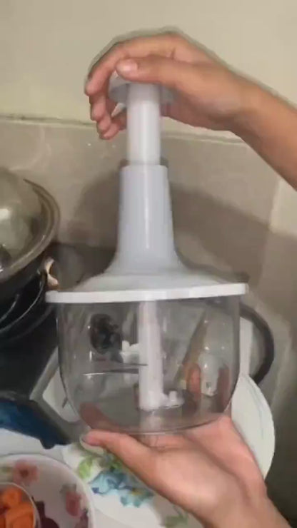 Hand Push Chopper 900ml | Manual Vegetable Push Chopper | 6 Blade Turbo Push Chopper Combo | Kitchen Hand Push Chopper Cutter.